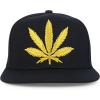 imageTrendy Apparel Shop Rasta Marijuana Leaf Weed 3D Embroidered Flat Bill Snapback CapBlack Gold 7