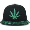 imageTrendy Apparel Shop Rasta Marijuana Leaf Weed 3D Embroidered Flat Bill Snapback CapBlack Green