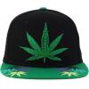 imageTrendy Apparel Shop Rasta Marijuana Leaf Weed 3D Embroidered Flat Bill Snapback CapBlack Kelly Green 3