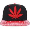 imageTrendy Apparel Shop Rasta Marijuana Leaf Weed 3D Embroidered Flat Bill Snapback CapBlack Red 6