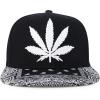 imageTrendy Apparel Shop Rasta Marijuana Leaf Weed 3D Embroidered Flat Bill Snapback CapBlack White 6