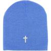 imageTrendy Apparel Shop Cross Embroidered Acrylic Winter Knit Skull Short BeanieBlue