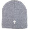 imageTrendy Apparel Shop Cross Embroidered Acrylic Winter Knit Skull Short BeanieGrey