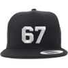 imageTrendy Apparel Shop Number 67 White Thread Embroidered Flat Bill Snapback Baseball CapBlack