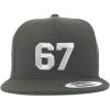 imageTrendy Apparel Shop Number 67 White Thread Embroidered Flat Bill Snapback Baseball CapCharcoal