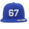 imageTrendy Apparel Shop Number 67 White Thread Embroidered Flat Bill Snapback Baseball CapRoyal