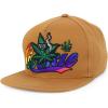 imageTrendy Apparel Shop Rasta Marijuana Leaf Weed 3D Embroidered Flat Bill Snapback CapLight Brown Light Brown 7
