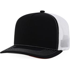 imageTrendy Apparel Shop 5 Panel Structured Trucker Cap with Mexico Flag Design UndervisorBlack White