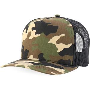 imageTrendy Apparel Shop 5 Panel Structured Trucker Cap with Mexico Flag Design UndervisorCamo Black