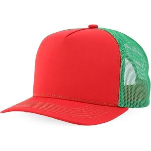 imageTrendy Apparel Shop 5 Panel Structured Trucker Cap with Mexico Flag Design UndervisorRed Kelly Green