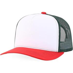 imageTrendy Apparel Shop 5 Panel Structured Trucker Cap with Mexico Flag Design UndervisorWhite Dark Green