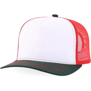 imageTrendy Apparel Shop 5 Panel Structured Trucker Cap with Mexico Flag Design UndervisorWhite Red