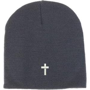 imageTrendy Apparel Shop Cross Embroidered Acrylic Winter Knit Skull Short BeanieBlack