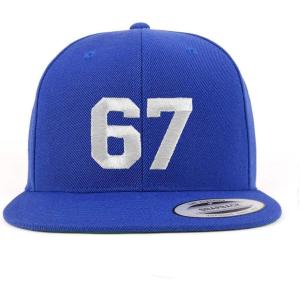 imageTrendy Apparel Shop Number 67 White Thread Embroidered Flat Bill Snapback Baseball CapRoyal