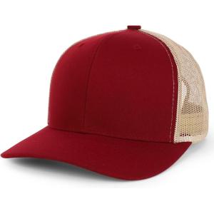 imageTrendy Apparel Shop Premium Structured 6 Panel Mesh Back Trucker CapBurgundy Khaki