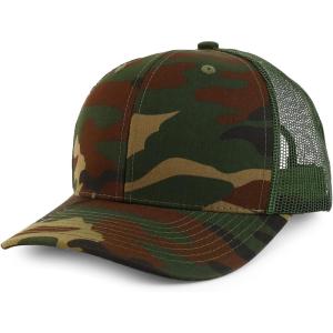 imageTrendy Apparel Shop Premium Structured 6 Panel Mesh Back Trucker CapCamo Olive