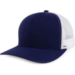 imageTrendy Apparel Shop Premium Structured 6 Panel Mesh Back Trucker CapNavy White