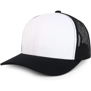 imageTrendy Apparel Shop Premium Structured 6 Panel Mesh Back Trucker CapWhite Black