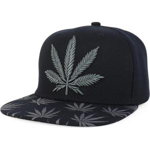 imageTrendy Apparel Shop Rasta Marijuana Leaf Weed 3D Embroidered Flat Bill Snapback CapBlack Black 5