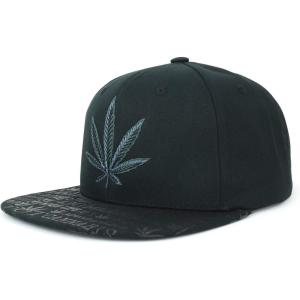 imageTrendy Apparel Shop Rasta Marijuana Leaf Weed 3D Embroidered Flat Bill Snapback CapBlack Black