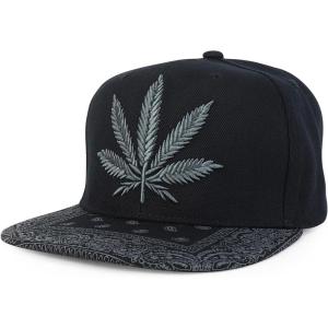 imageTrendy Apparel Shop Rasta Marijuana Leaf Weed 3D Embroidered Flat Bill Snapback CapBlack Black 6