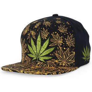 imageTrendy Apparel Shop Rasta Marijuana Leaf Weed 3D Embroidered Flat Bill Snapback CapBlack Black 9