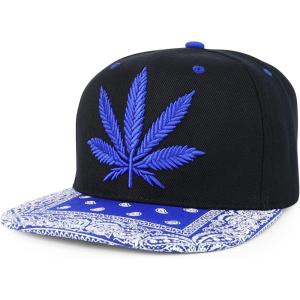 imageTrendy Apparel Shop Rasta Marijuana Leaf Weed 3D Embroidered Flat Bill Snapback CapBlack Royal 6