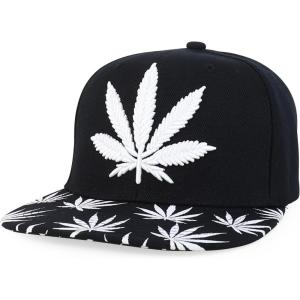 imageTrendy Apparel Shop Rasta Marijuana Leaf Weed 3D Embroidered Flat Bill Snapback CapBlack White 5