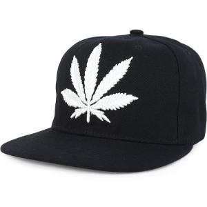 imageTrendy Apparel Shop Rasta Marijuana Leaf Weed 3D Embroidered Flat Bill Snapback CapBlack White 7