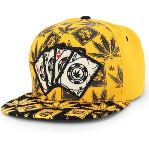 imageTrendy Apparel Shop Rasta Marijuana Leaf Weed 3D Embroidered Flat Bill Snapback CapGold Black 10