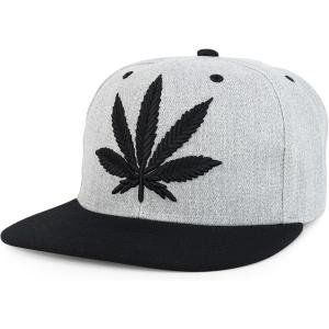 imageTrendy Apparel Shop Rasta Marijuana Leaf Weed 3D Embroidered Flat Bill Snapback CapHgrey Black Black 7
