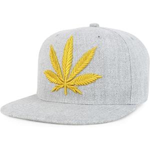 imageTrendy Apparel Shop Rasta Marijuana Leaf Weed 3D Embroidered Flat Bill Snapback CapHgrey Gold 7