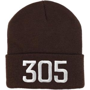 imageTrendy Apparel Shop Miami 305 Old English Embroidered Long Cuff BeanieBrown