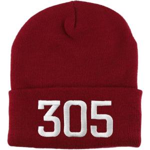 imageTrendy Apparel Shop Miami 305 Old English Embroidered Long Cuff BeanieBurgundy