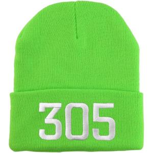 imageTrendy Apparel Shop Miami 305 Old English Embroidered Long Cuff BeanieNeon Green