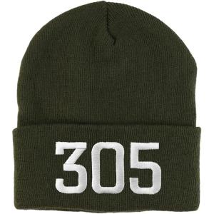 imageTrendy Apparel Shop Miami 305 Old English Embroidered Long Cuff BeanieOlive