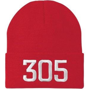 imageTrendy Apparel Shop Miami 305 Old English Embroidered Long Cuff BeanieRed