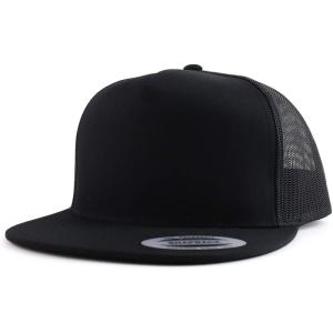 imageTrendy Apparel Shop Oversize XXL Structured Blank 5 Panel Flatbill Snapback Mesh CapBlack