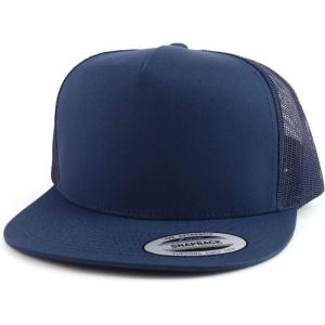 imageTrendy Apparel Shop Oversize XXL Structured Blank 5 Panel Flatbill Snapback Mesh CapNavy