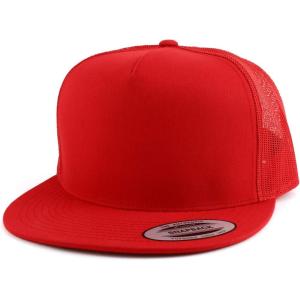 imageTrendy Apparel Shop Oversize XXL Structured Blank 5 Panel Flatbill Snapback Mesh CapRed
