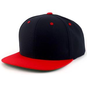 imageTrendy Apparel Shop Oversize XXL Structured Blank Flatbill Snapback CapBlack Red