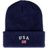 imageTrendy Apparel Shop American Flag and USA Embroidered Ribbed Cuffed Knit BeanieNavy