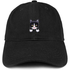 imageTrendy Apparel Shop Tuxedo Cat Kitten Patch Low Profile Soft Cotton Baseball CapBlack