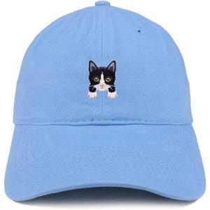 imageTrendy Apparel Shop Tuxedo Cat Kitten Patch Low Profile Soft Cotton Baseball CapCarolina Blue