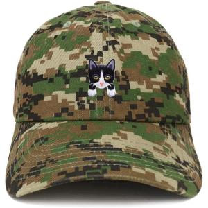 imageTrendy Apparel Shop Tuxedo Cat Kitten Patch Low Profile Soft Cotton Baseball CapDigital Green Camo