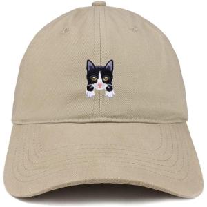 imageTrendy Apparel Shop Tuxedo Cat Kitten Patch Low Profile Soft Cotton Baseball CapKhaki
