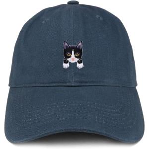 imageTrendy Apparel Shop Tuxedo Cat Kitten Patch Low Profile Soft Cotton Baseball CapNavy
