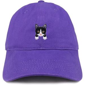 imageTrendy Apparel Shop Tuxedo Cat Kitten Patch Low Profile Soft Cotton Baseball CapPurple