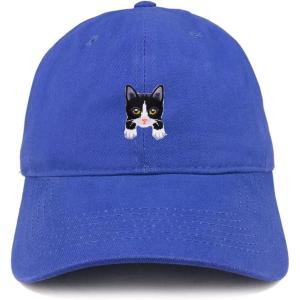 imageTrendy Apparel Shop Tuxedo Cat Kitten Patch Low Profile Soft Cotton Baseball CapRoyal