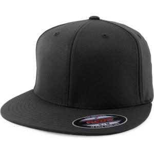 imageTrendy Apparel Shop 6 Panel Structured Blank Flatbill Fitted Closure Flexfit CapBlack